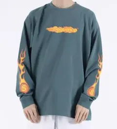 Sequence 炎柄 ロゴプリント Tシャツ ストリート ロンT お洒落