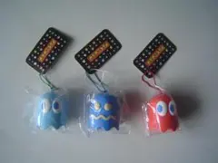 パックマン　ぷっくりラバーマスコット　全３種　セット　チェーン付