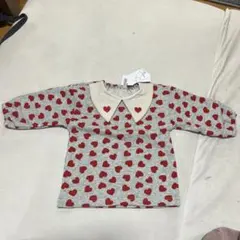 新品未使用　ビックカラー襟付きハート長袖トレーナートップス　80 女の子