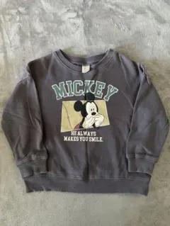 【ミッキーマウス トレーナー 100cm チャコールグレー】