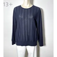 【新品】定価52,800円レリアン　透かし編みクルーネックニット　ネイビー13＋