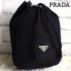 大人気！✨】PRADA 巾着ミニポーチ バッグ ナイロン 三角ロゴ ブラック