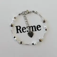 クリア × シルバー ×パール 星型ビーズ｜ビーズブレスレット｜ハンドメイド