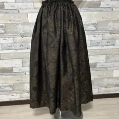 大島紬リメイクブラウンロングスカート
