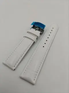 19mm新品ホワイト ビンテージ レザー型押し観音式バックル44