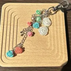キーホルダー 天然石 など 花