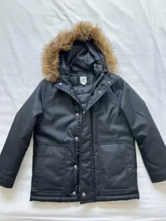 ファー付き黒中綿コート