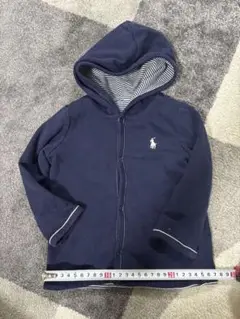 Ralph Laurenフード付きカーディガンネイビー　ストライプのリバーシブル