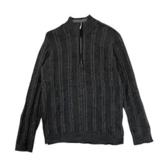 INTERMEZZO ハーフジップニット セーター ストライプ グレー メンズ