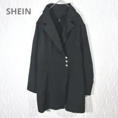 SHEIN ロングジャケット L ブラック テーラード風 薄手 アウター 大きめ