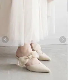 【美品】RANDA HEART collectionシアーリボンミュールパンプス