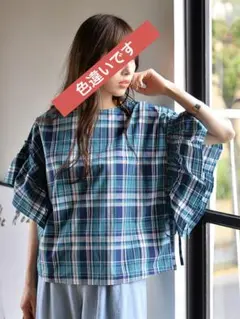 ELENCARE DUE/マドラスチェックラッフルスリーブのサムネイル