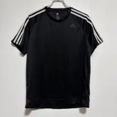 アディダス トレーニング 3ストライプスTシャツ 黒 Lサイズ メッシュのサムネイル