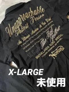 【未使用】Norton ブラック バック刺繍 長袖シャツ X-LRGE