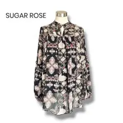 SUGAR ROSE 総柄シフォンブラウス ボリューム袖 体型カバー Fサイズのサムネイル
