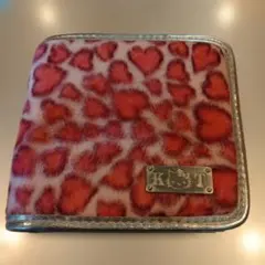 ピンクレオパード柄キティ　二つ折り財布