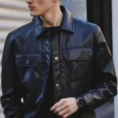 美品✨ ZARA fake leather jacket【M】 BLACK