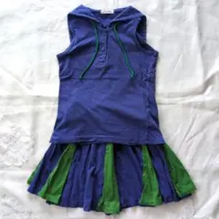 【こども服 古着】BeBe セーラーカラー ノースリーブ スカート セットアップ