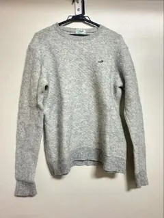 グレー ウール混紡 クルーネックセーター