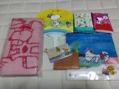 スヌーピー （タオル、ミラー、ミニうちわ、ジッパーバッグ、ポケットティッシュ）