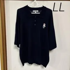 しまむら KAEPA ニットポロシャツ 紺 LL