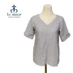 Le minor ルミノア　トップス　ストライプ　ネイビー　白　日本製　38