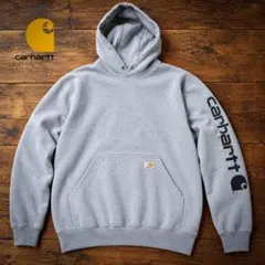 Carhart 袖ロゴ入り　プルオーバーパーカー　ライトグレー　S Ｌ相当