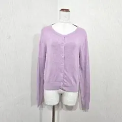 H&M 長袖ニットカーディガン US M ピンク系 薄手 伸縮 シンプル