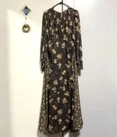 Moussy PANEL FLOWER 花柄 2way サテン ロングワンピース
