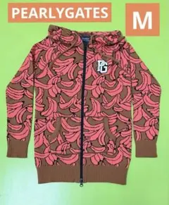 パーリーゲイツ オレンジ M 総柄 バナナ柄 フード付き ジップアップパーカー