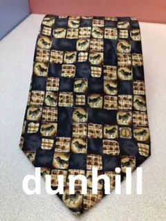 ダンヒル◎ネクタイ◎パターン柄◎ブラック＆ベージュ◎◎美品◎クリーニング済み