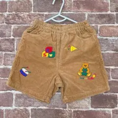 チエコサク/ミキハウス 100センチ ハーフパンツ キュロット クマ ワッペン