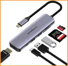 USBハブ 6-in-1アダプタ hdmi type-c 急速充電ポート。