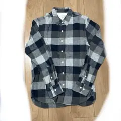 無印　Sサイズ ネイビー・グレー チェック フランネルシャツ