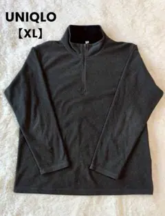 ユニクロ ハーフジップ フリース プルオーバー グレー シンプル 秋冬【XL】