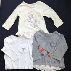 薄手長袖Tシャツ 3枚セット　ユニコーンダルメシアン刺繍ユニクロベビーまとめ売り