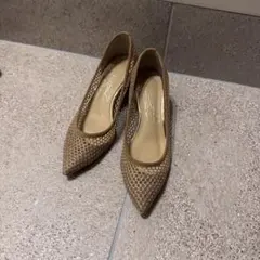 ルタロン　メッシュ ポインテッドトゥヒール　ベージュ