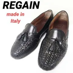 リゲインREGAIN◇レザー編み込みタッセルローファー イタリア製革靴