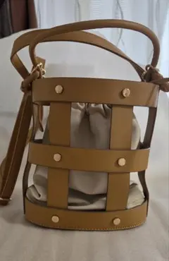 ベージュ バケット型 ショルダーバッグ 美品 値下げ