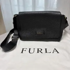 美品】フルラ カプリッチョS 2way ハンドショルダーバッグ 黒 シボ革