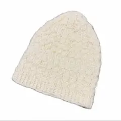 アイボリー　ニット帽