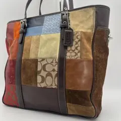 コーチ coach 8J99 パッチワーク トートバッグ レザー - メルカリ