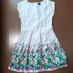 GapKids 花柄プリント　ボタニカル　 ノースリーブワンピース　半袖
