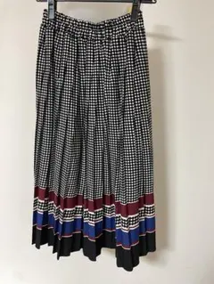プリーツスカート ブラックホワイトチェック　クラシカル　レトロ