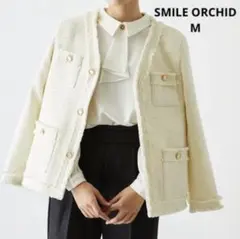 美品　スマイルオーキッド　ツイードノーカラージャケット＆パンツセット　M