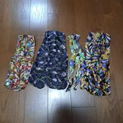花柄シルク風スカーフ 4点セット