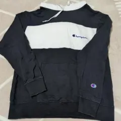 Champion フード付きパーカー ブラック/ホワイト