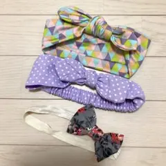 ベビー ヘアバンド リボン 花 ドット3点セット