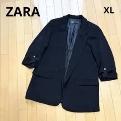 ZARA ザラ テーラードジャケット 七分袖 ブラック 黒 XL