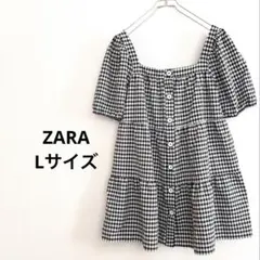 美品 ZARA ギンガムチェック ティアード ミニワンピース Lサイズ 完売品